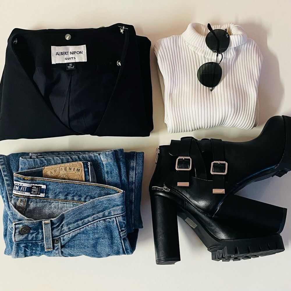 Vintage Albert Nipon Suits Black Polyester/Acetat… - image 2